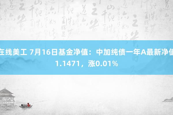 在线美工 7月16日基金净值：中加纯债一年A最新净值1.1471，涨0.01%